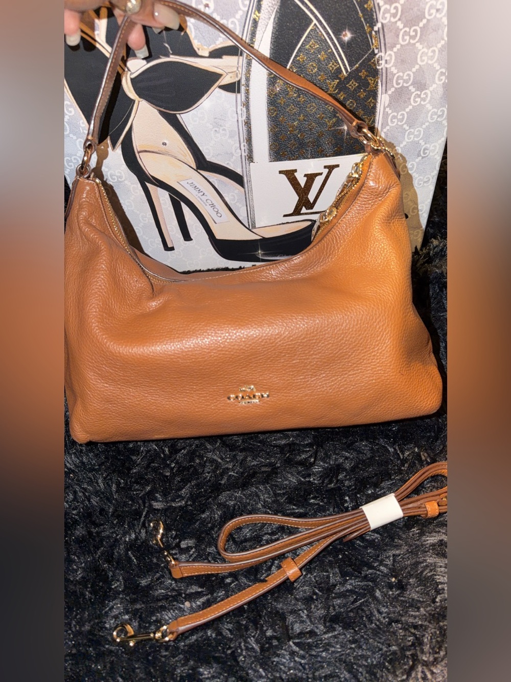 Coach Celeste Convertible Hobo in saddle brown